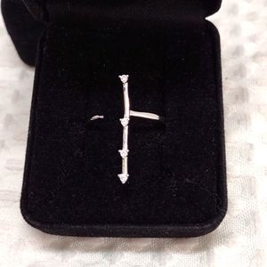 Sterling Silver Arrow Crystal Ring